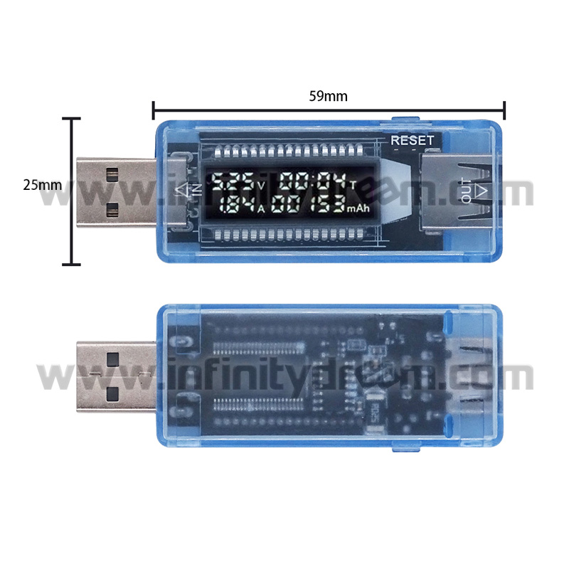 Testeur Courant USB + Capacité Charge Batterie - Infinitydream